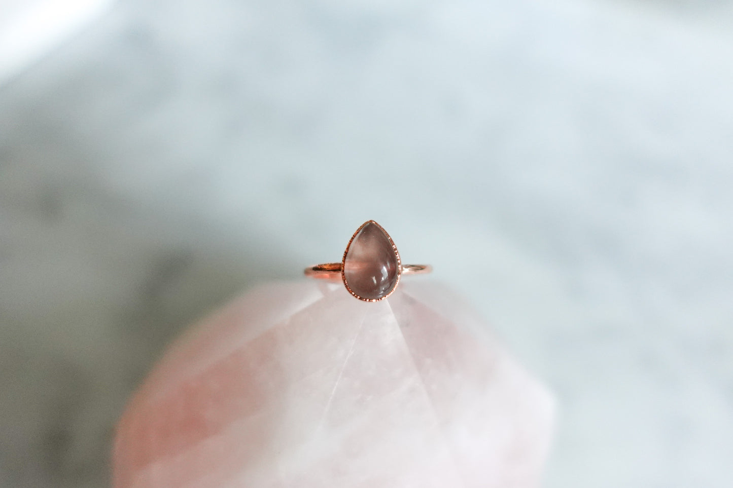 Rose Quartz Pear Ring