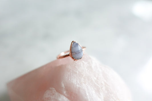 Faceted Blue Lace Agate Pear