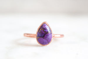 Purple Turquoise Teardrop Ring